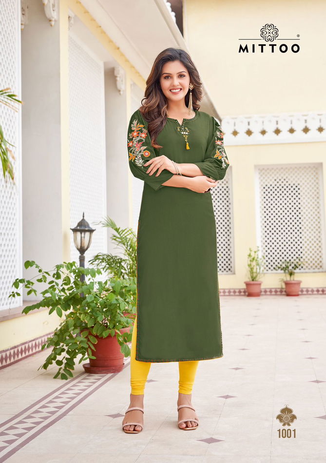 Kaamiya By Mittoo Rayon Embroidery Kurtis Wholesale Shop In Surat